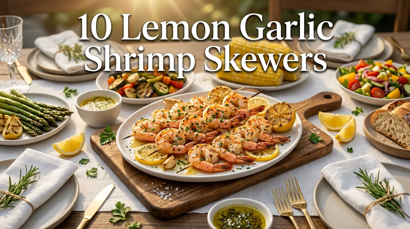 10 Lemon Garlic Shrimp Skewers