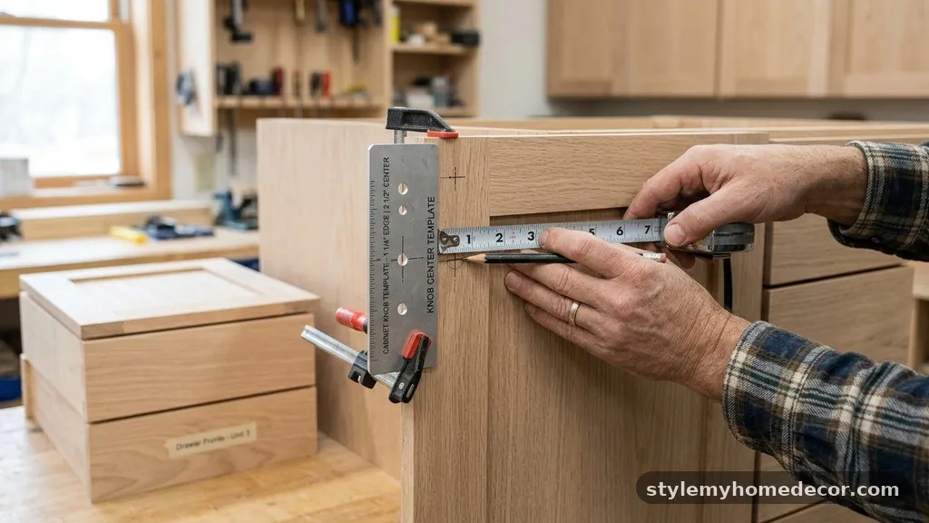 Accounting for Drawer Fronts - Exact Measurement from Cabinet Door Edge to Knob Center (Templates)