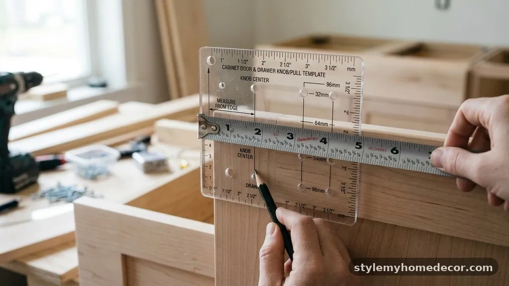 Can I use the same template for both doors and drawers? - Exact Measurement from Cabinet Door Edge to Knob Center (Templates)