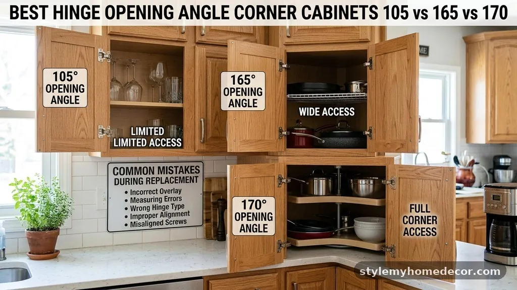 Common Mistakes During Replacement - Best Hinge Opening Angle for Corner Cabinets (105° vs 165° vs 170°)