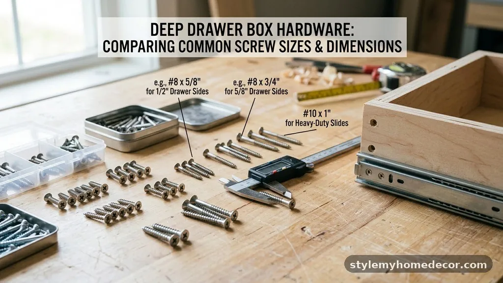 Comparing Common Fastener Dimensions - What Size Screws Do You Need for Deep Drawer Box Hardware?