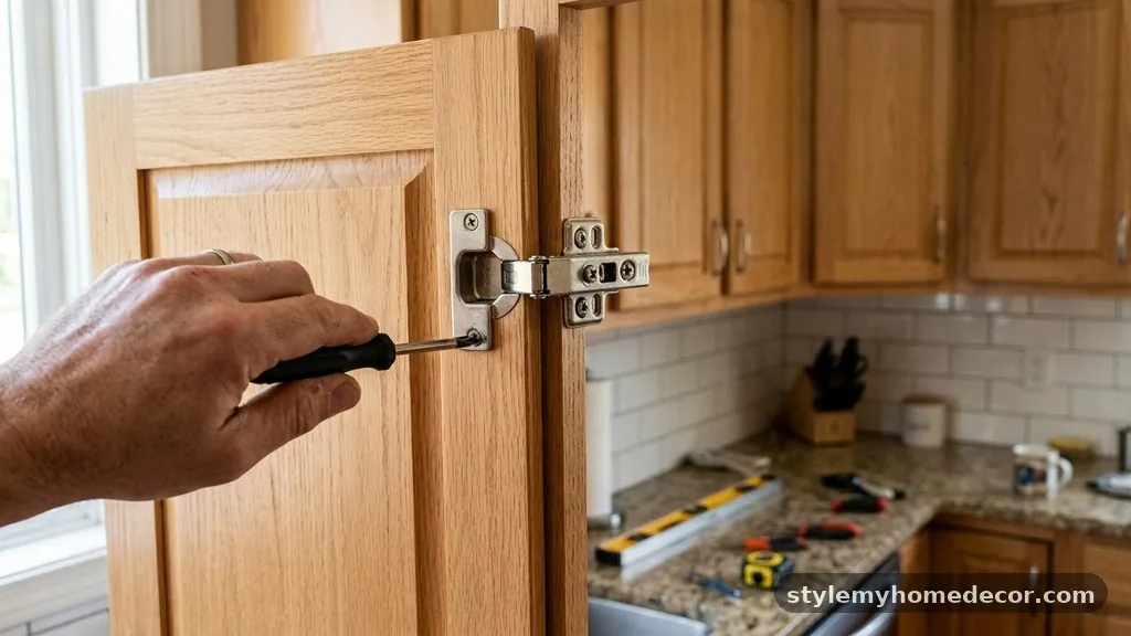 Maintaining Your Cabinet Alignment - How to Adjust Sagging Kitchen Cabinet Hinges Using the 3 Adjustment Screws