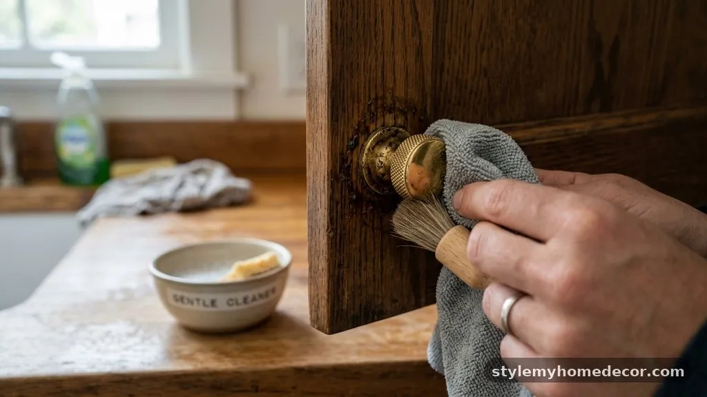 Protecting Your Hardware During Cleaning - How to Clean Sticky Grease Off Textured Brass Cabinet Knobs