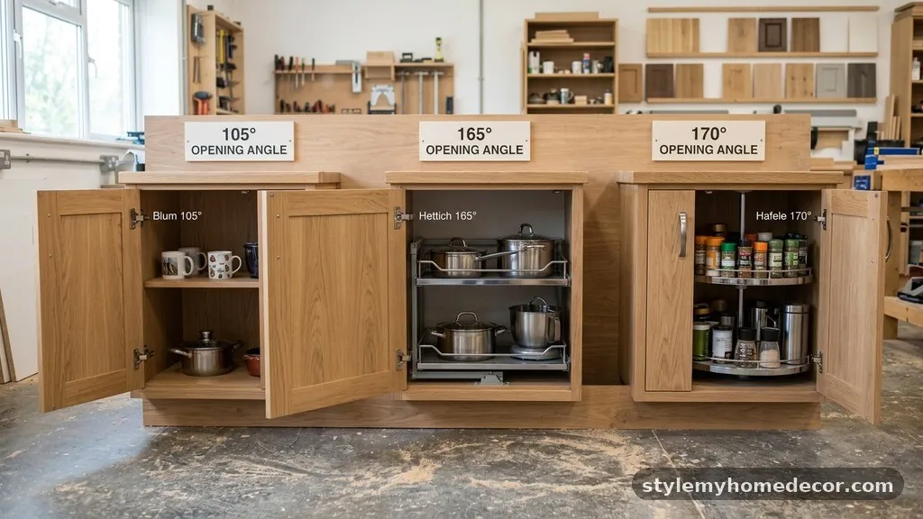 Selecting the Right Brand for Your Cabinets - Best Hinge Opening Angle for Corner Cabinets (105° vs 165° vs 170°)
