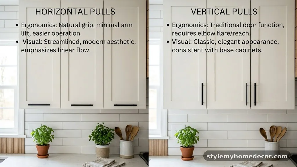 Visual Impact of Cabinet Hardware Styles - Horizontal vs Vertical Pulls on Upper Cabinets: Which Is More Ergonomic?