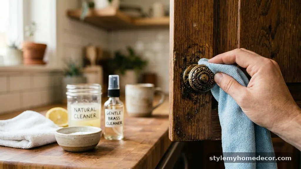 When to Avoid Abrasive Cleaners - How to Clean Sticky Grease Off Textured Brass Cabinet Knobs