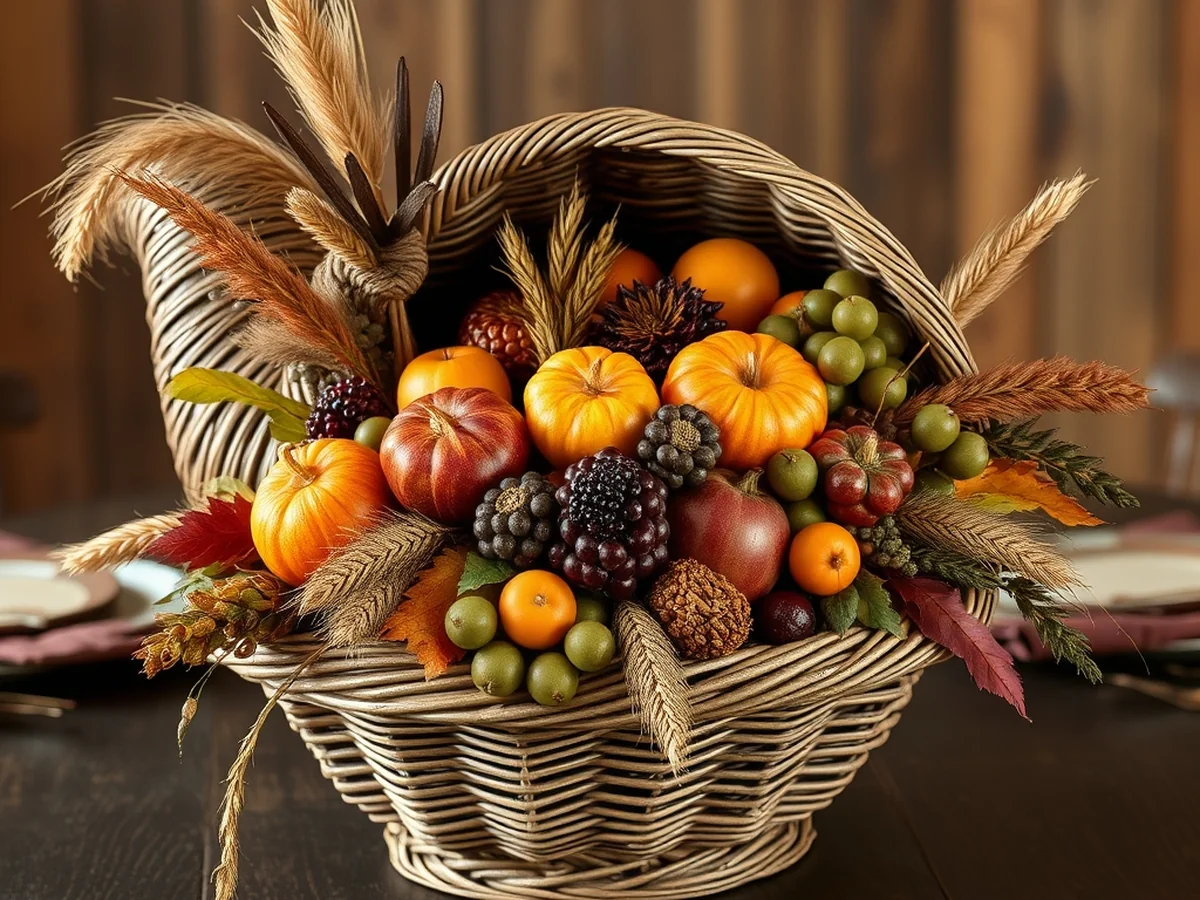 Rustic Cornucopia Centerpiece Designs - Thanksgiving centerpiece ideas